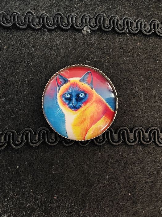 Przypinka broszka z kotem nowa