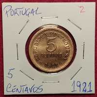 Portugal - moeda de 5 centavos de 1921 (2)