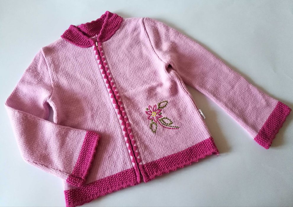 Różowy sweterek rozpinany na zamek dla dziewczynki 116/122 na 5/6 lat