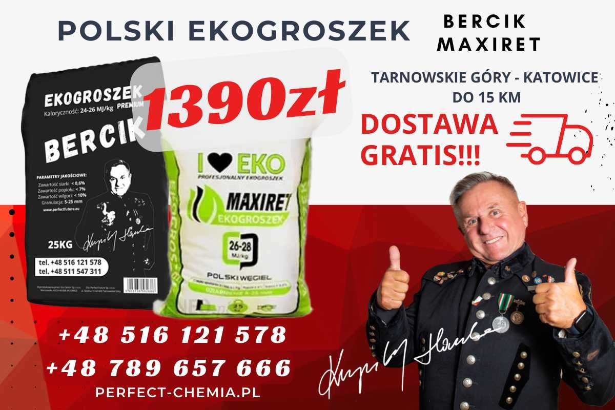 Polski Węgiel - Ekogroszek Maxiret | Bercik - worki 25 KG - 1 Tona