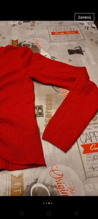 Sweterek cienki z ścigaczem w prążki po środku rozmiar L