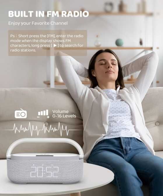 Radio budzik cyfrowy z bezprzewodową ładowarką firmy COLSUR