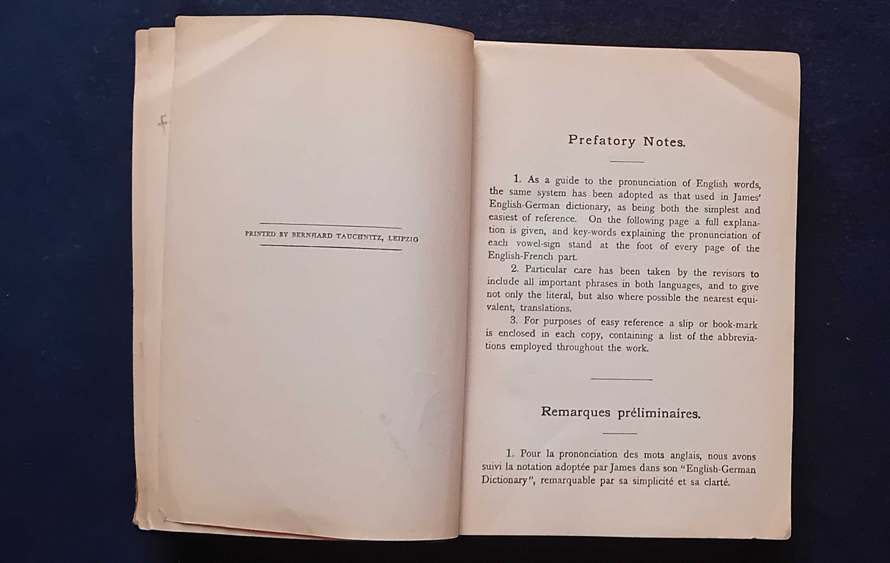 Dictionary of The French and English Languages. Tauchnitz, 1924 r.
