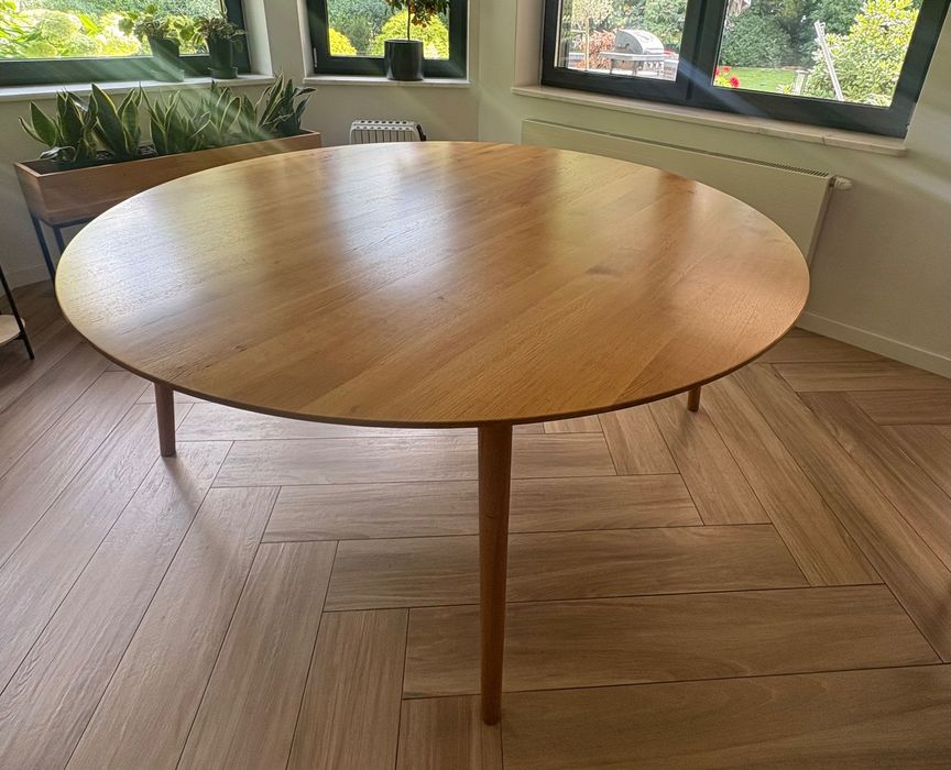 Stół dębowy okrągły duży 180 cm z Manufaktury Drewna