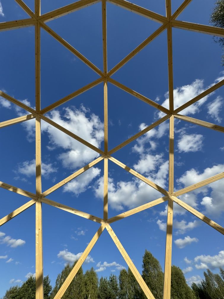 Kopuła geodezyjna 65m2. GLAMPING - Dom - Konstrukcja.