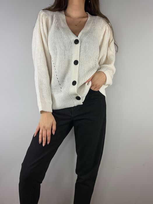 Biały sweter kardigan rozpinany Body Flirt rozmiar 44/46