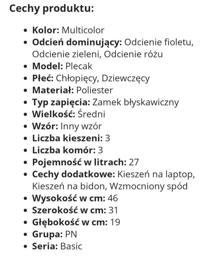 Komfortowy porządny duży plecak szkolny Coolpack Basic