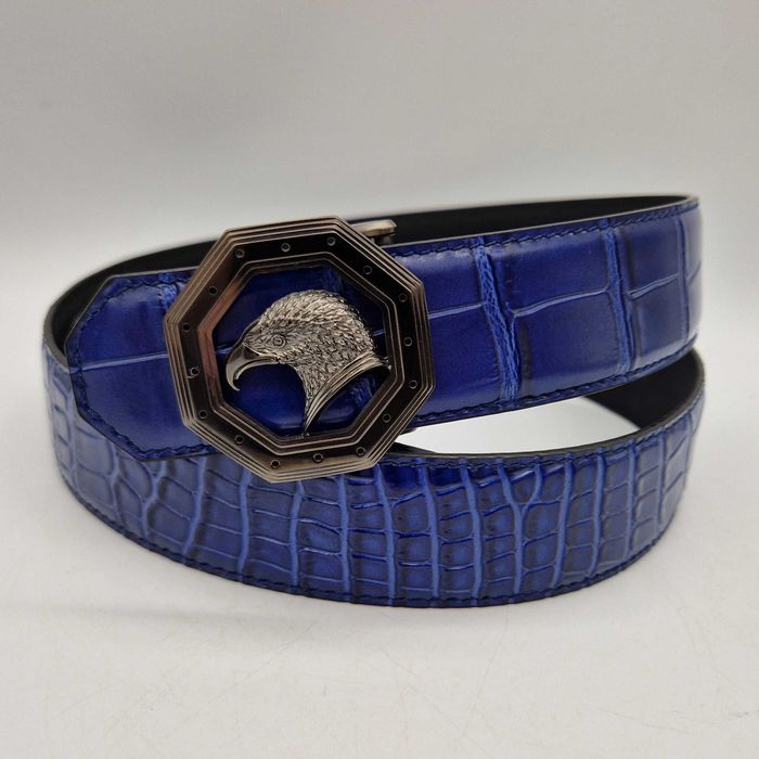 чоловічий синій ремінь Stefano Ricci. мужской синий ремень SR