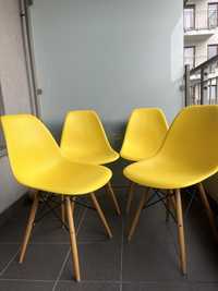Nowoczesne żółte krzesla- komplet 4 krzeseł