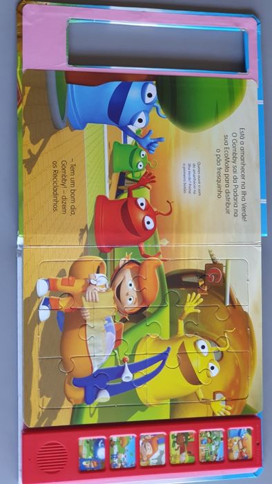 Livro com puzzles e sons: Um dia na Ilha Verde com o Gombby