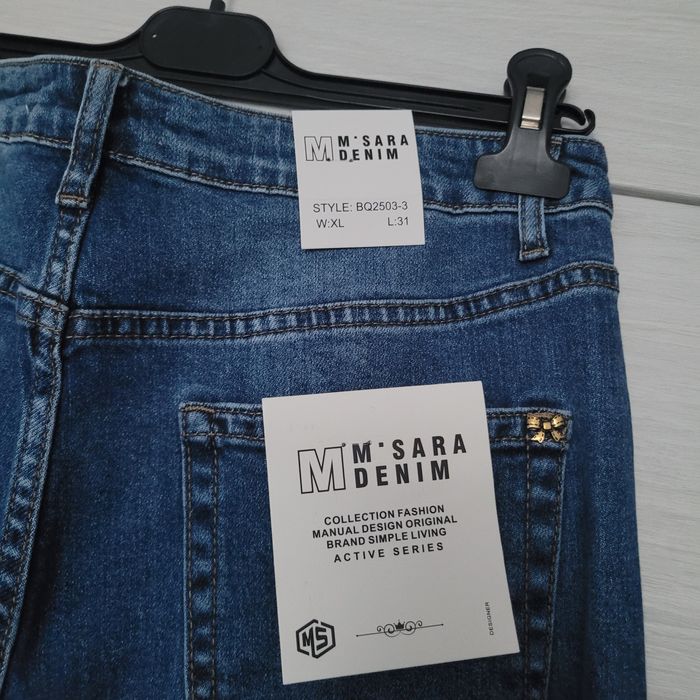 Spodnie jeansowe m.sara I dzwony dzianina