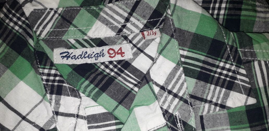 zielona koszulka w kratkę hadleigh 2-3 lata dla chłopca 92-98