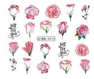 BN2072 Naklejki wodne na paznokcie kolorowe kwiaty