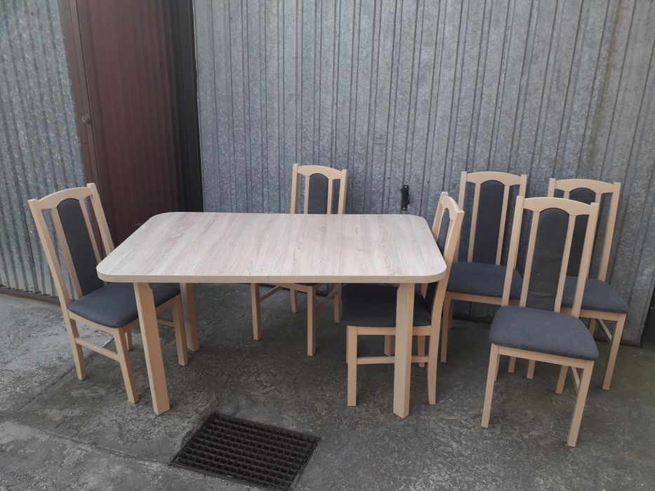 Drewniany stół + 6 krzeseł