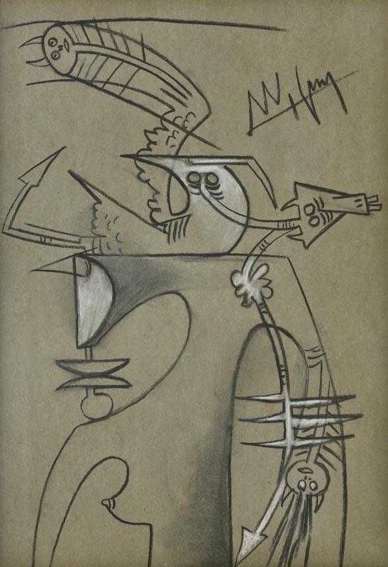 Wilfredo Lam - Original - Pintura (pastel e carvão)