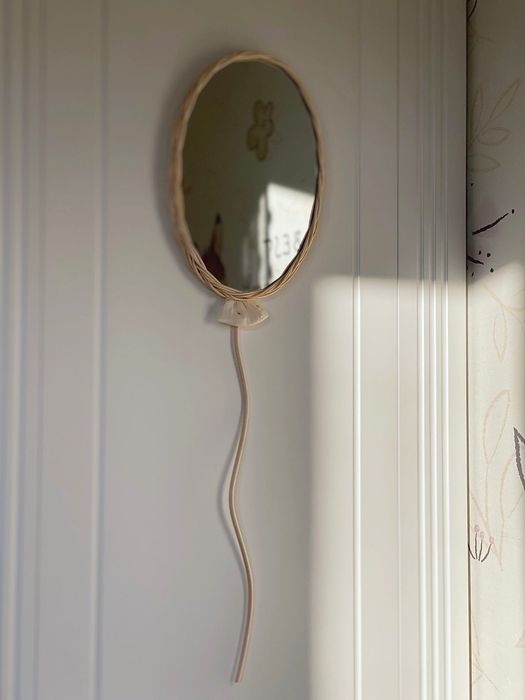 Lustro dziecięce balonik wiklina ratan handmade boho dekoracja