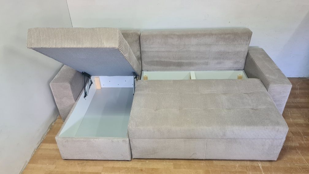 Nowy Narożnik sprężyny automat sztruks welur plusz kanapa sofa rogówka