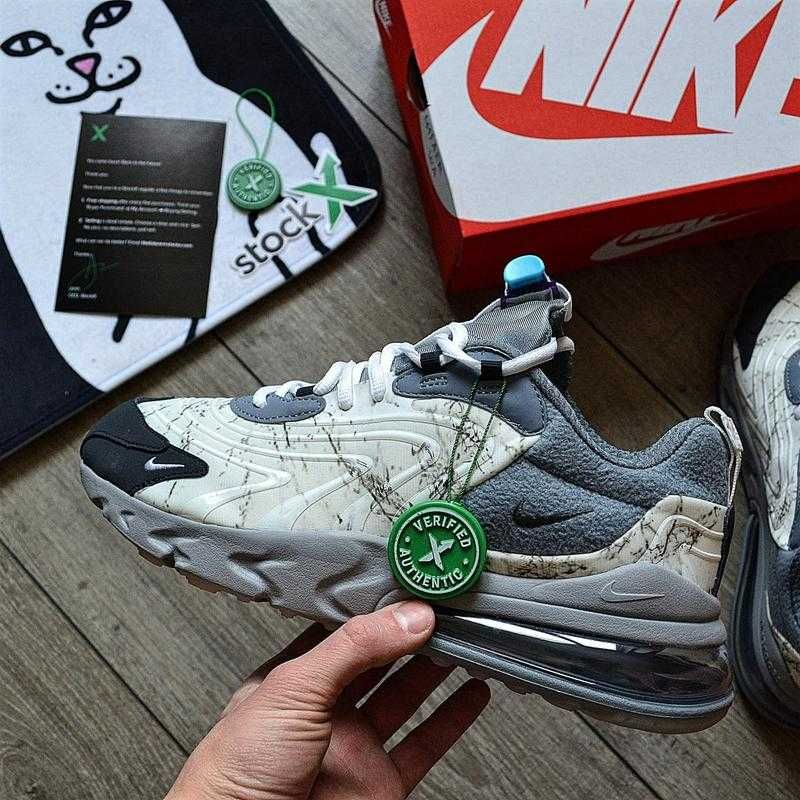 Кросівки Nike Air Max 270 React x Travis Scott. Стильні. Найк сірі