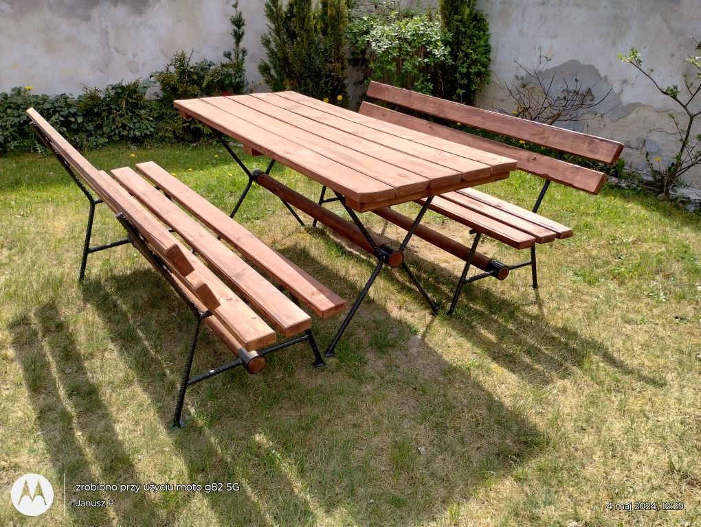 Meble ogrodowe, stół, ławki