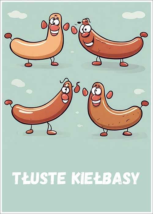 Plakat premium - tłuste kiełbasy