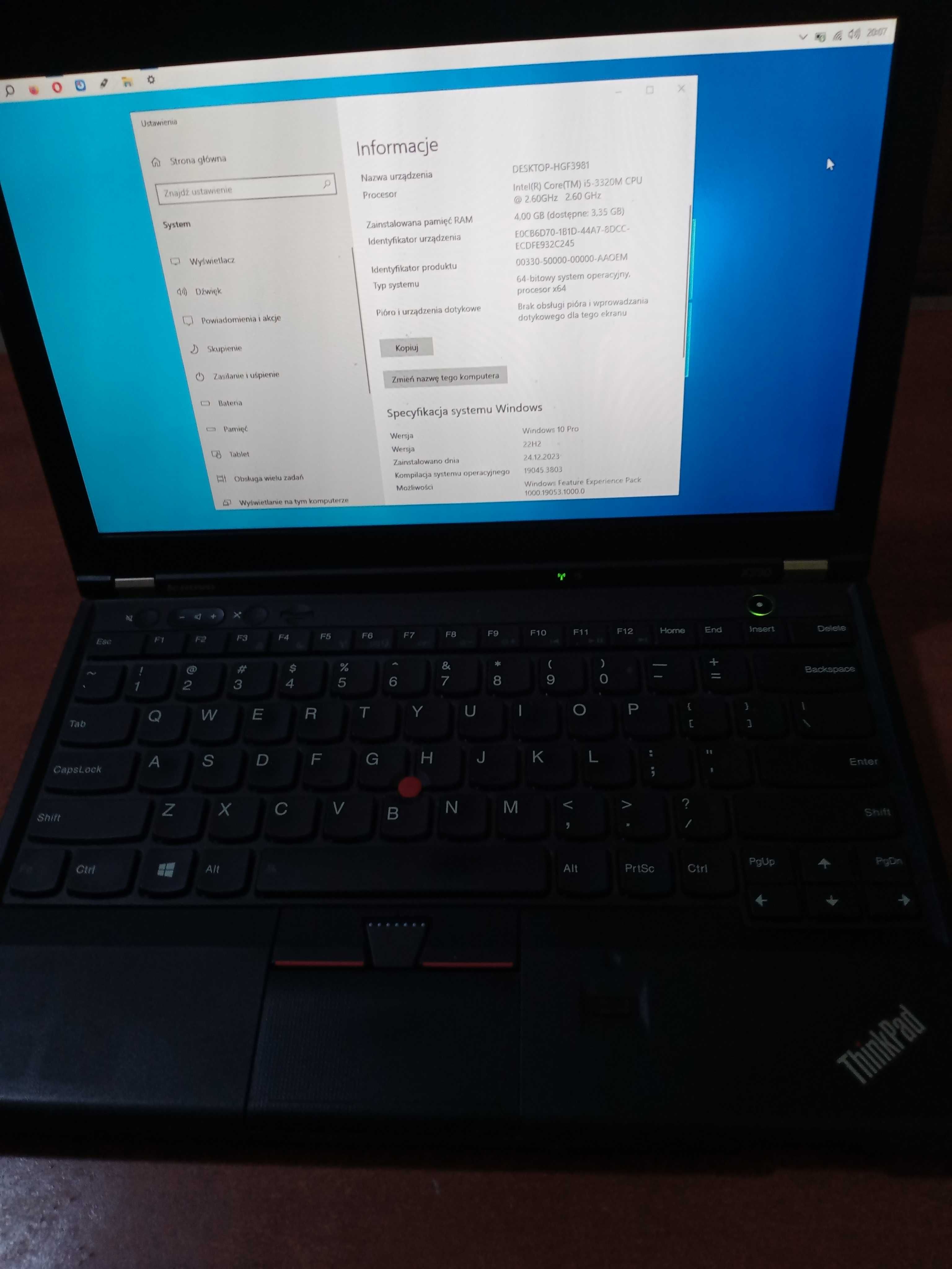 Laptopo lenovo thinkpad x230 i5 12.5 cala