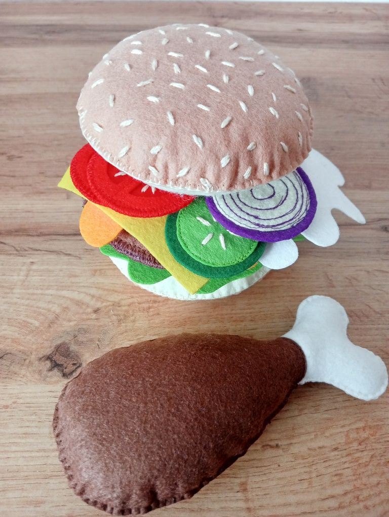 Hamburger + udko z filcu handmade zestaw