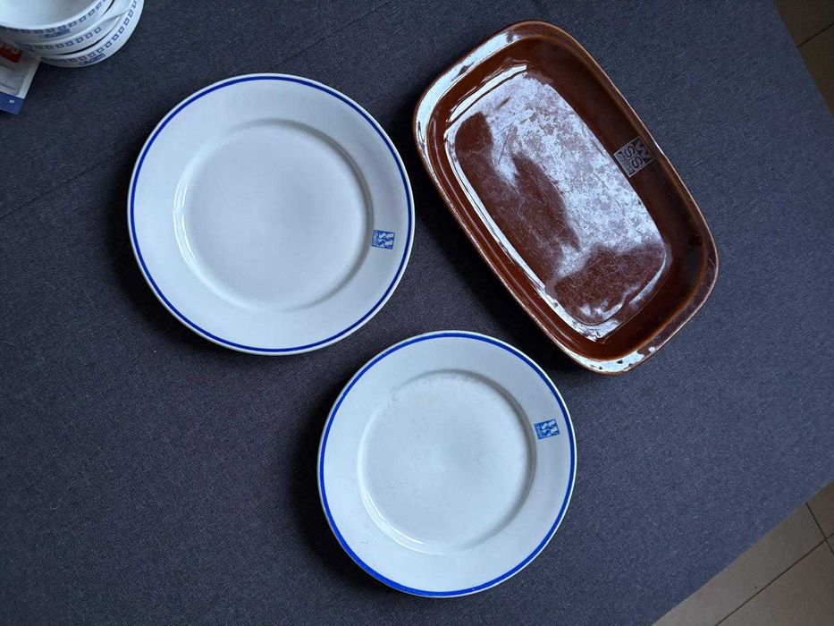 SPOŁEM 2 talerze obiadowe i półmisek PRL