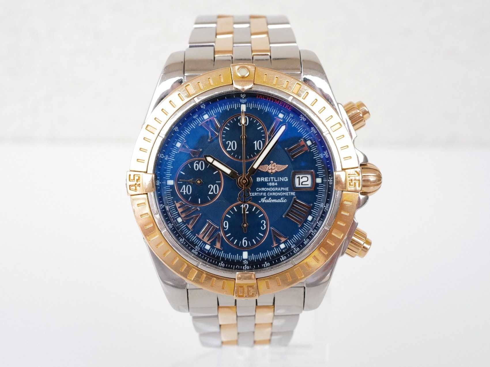 Breitling Chronomat Evolution Gold Steel 44mm Blue Dial