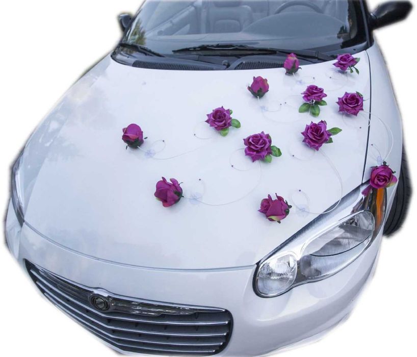 Ozdoby na auto.Dekoracja na samochód.Strojenia na samochód ślub 201
