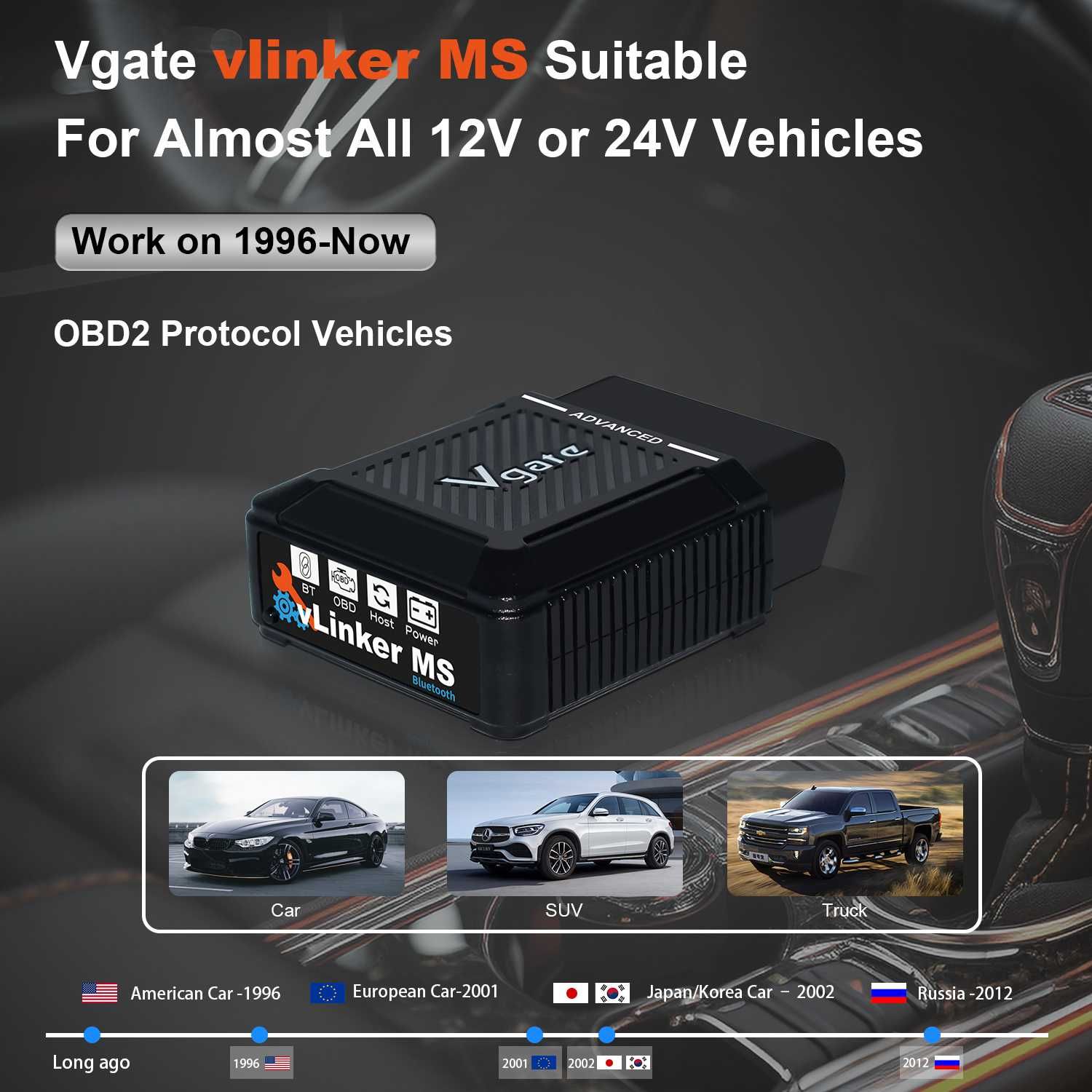 Interfejs Tester diagnostyczny Vgate vLinker MS BT5.2 OBD kodowanie