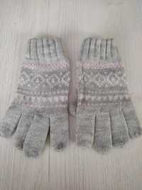 Rękawiczki dla dziewczynki, szare, jak nowe, polecam!