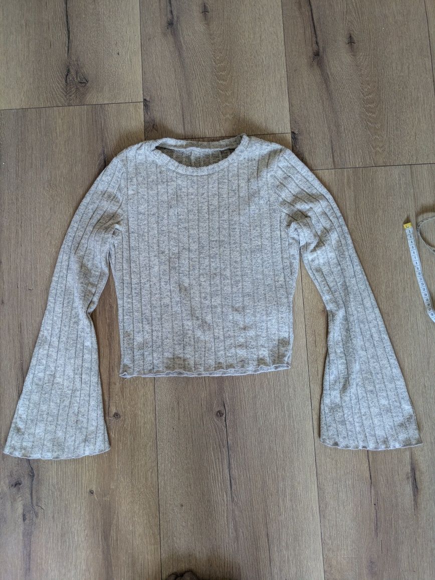 Bluzka crop top shein z szerokimi rękawami
