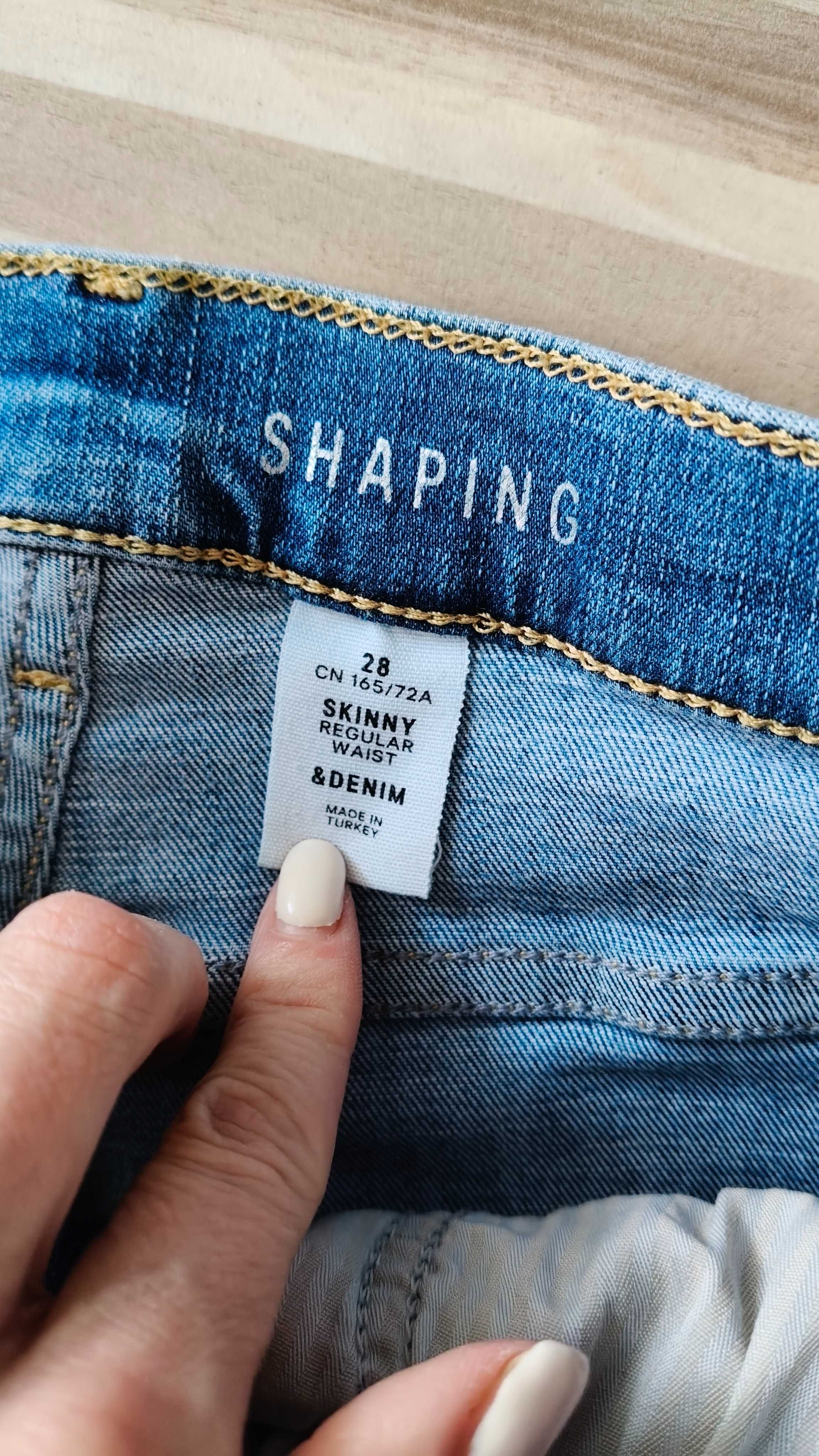 Elastyczne jeansy niebieskie, stan średni/wysoki, XS/S, Denim