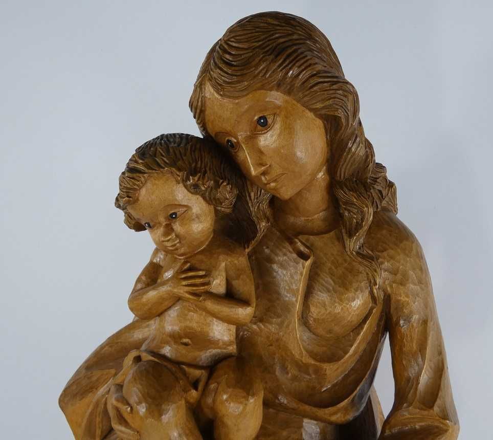 Figura rzeźba MARYJA z Dzieciątkiem Jezus drewno 69 cm Madonna