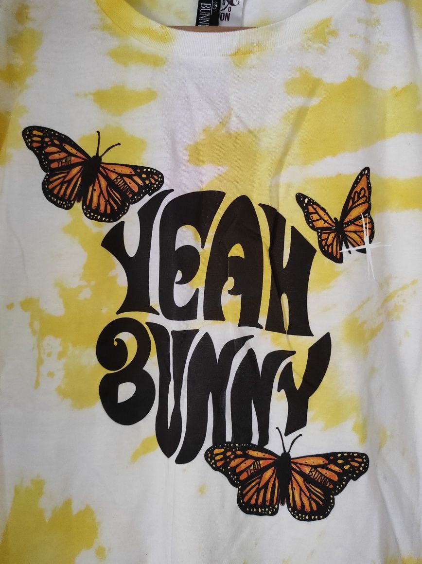 Bluzka Yeah Bunny S nowa motyl tie dye żółty