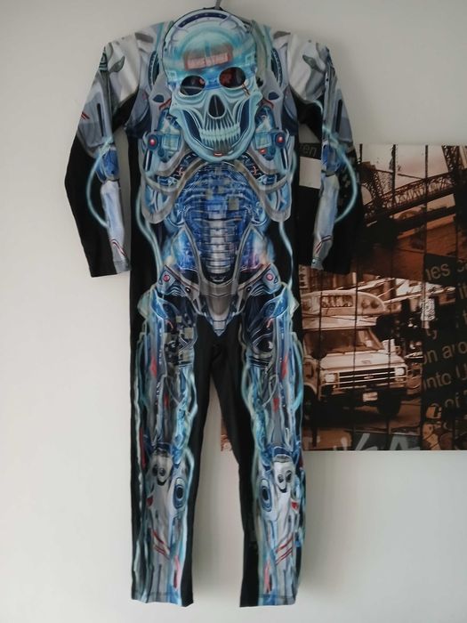 Kościotrup + maska Halloween świeci kostium przebranie strój r. 128 cm