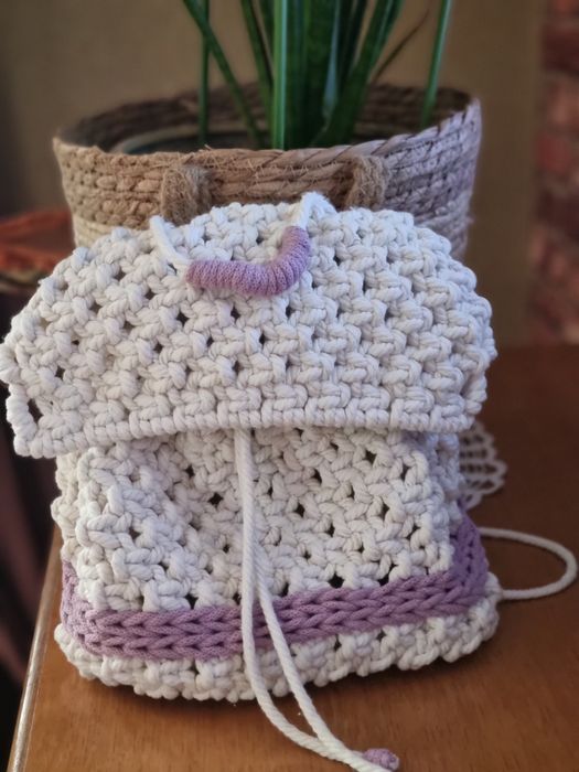 Plecak makrama, ręcznie wykonany