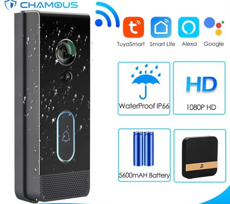 IP65 Tuya Smart Life HD Wi-Fi видео дверной звонок камера домофон