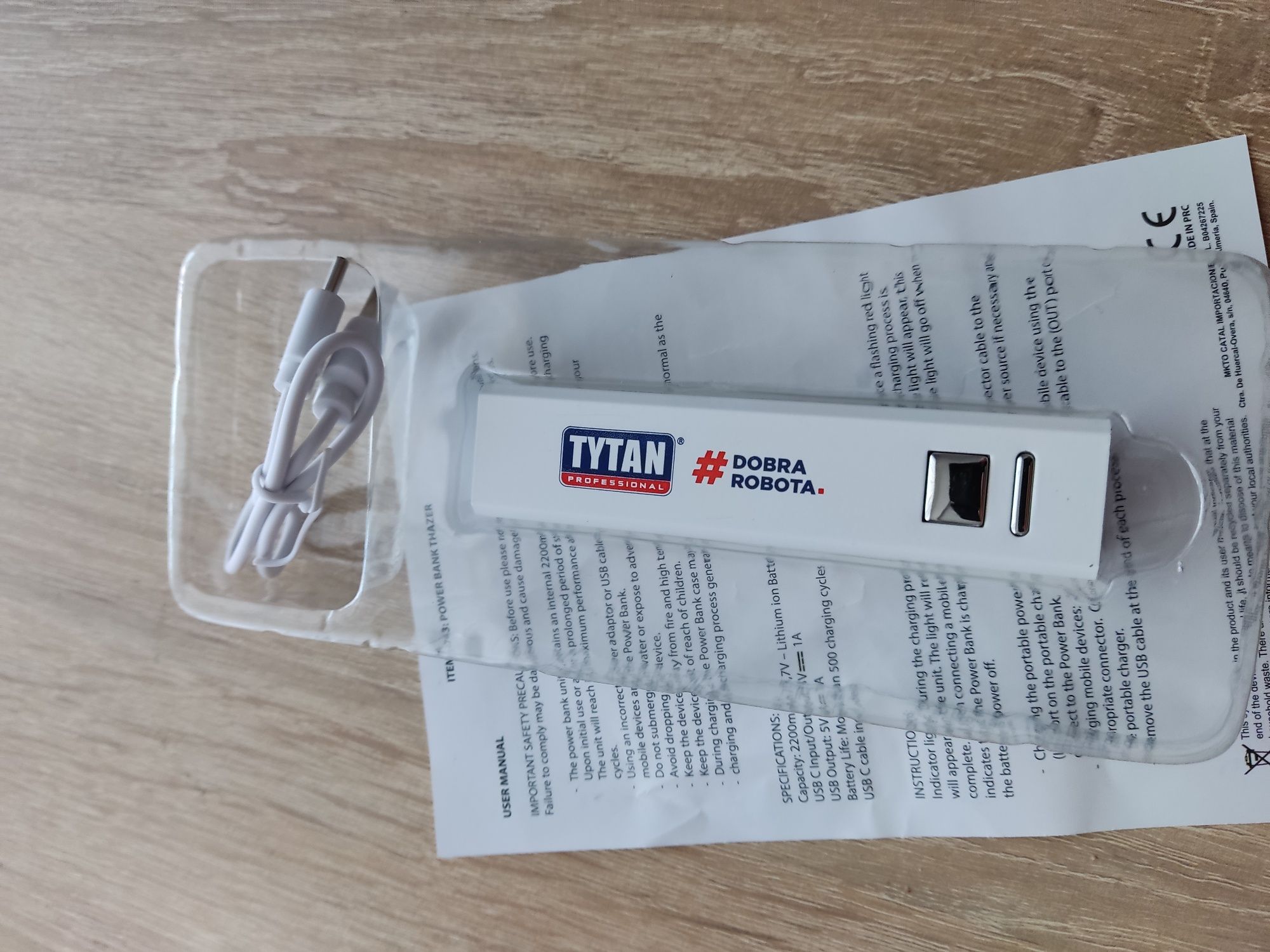 Power bank 2200 mAh biały
