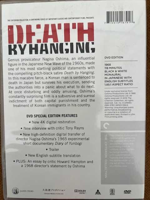 Death By Hanging aka O Enforcamento de Nagisa Oshima
