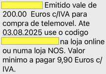 Vale Telemóvel - Valor 200 Euros