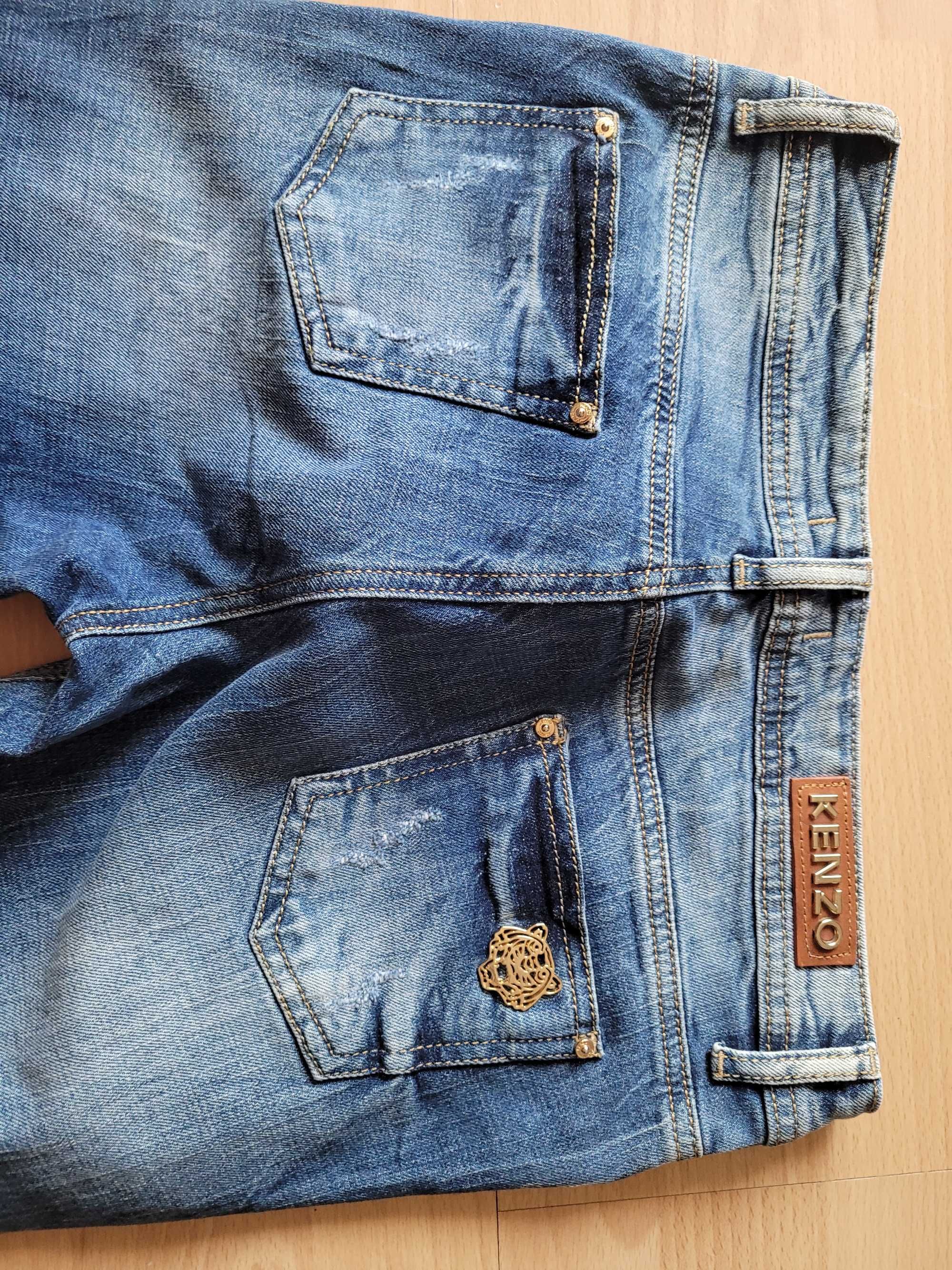 Super spodnie jeansowe damskie z dziurami KENZO - niski stan