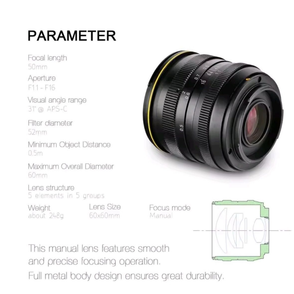 Светосильный мануальный объектив Kamlan 50/1.1. Sony E.