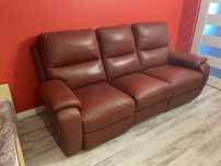 Kanapa, sofa skórzana kinowa czerwona