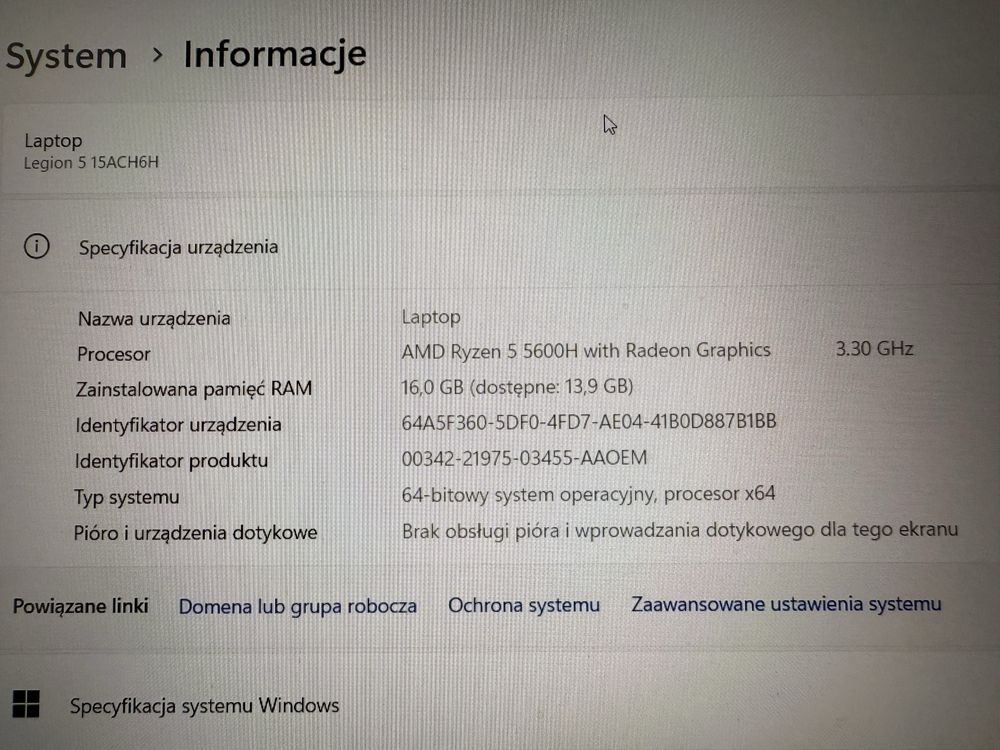 Lenovo legion RTX3060 stan bardzo dobry