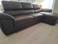 Sofá com Chaise Longue Em Pele (em muito bom estado)