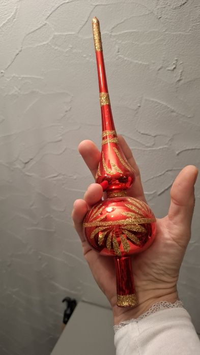 Czubek na choinkę czerwony złoty