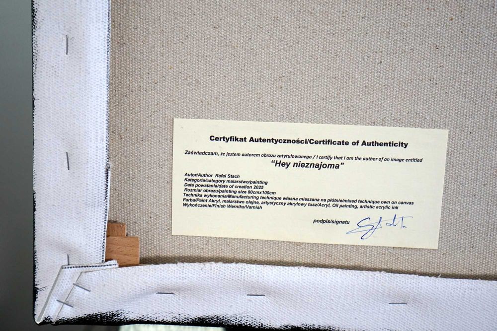 Duży obraz olejny 80x100 oryginalny ręcznie malowany abstrakcja Stach