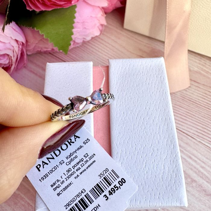 Каблучка Пандора Pandora оригінал кільце Кольцо «Рожевий бант» нова
