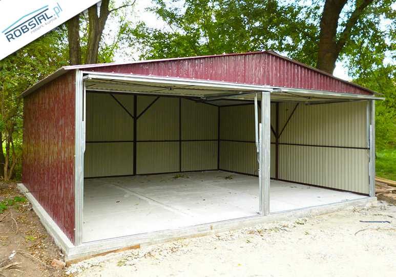 Garaż Blaszany 6x5, 6x6, 6x7 Wiśnia bramy uchylne